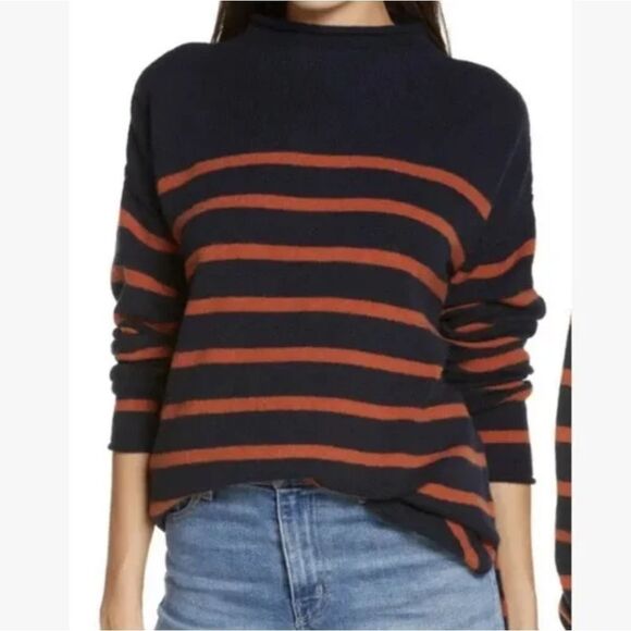 MADEWELL Whitworth striped mock neck alpaca merino wool blend sweater - Picture 13 of 13